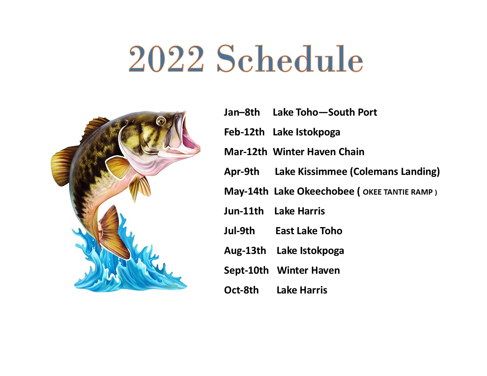 2022 Bay Area Bassmasters Tournament Schedule