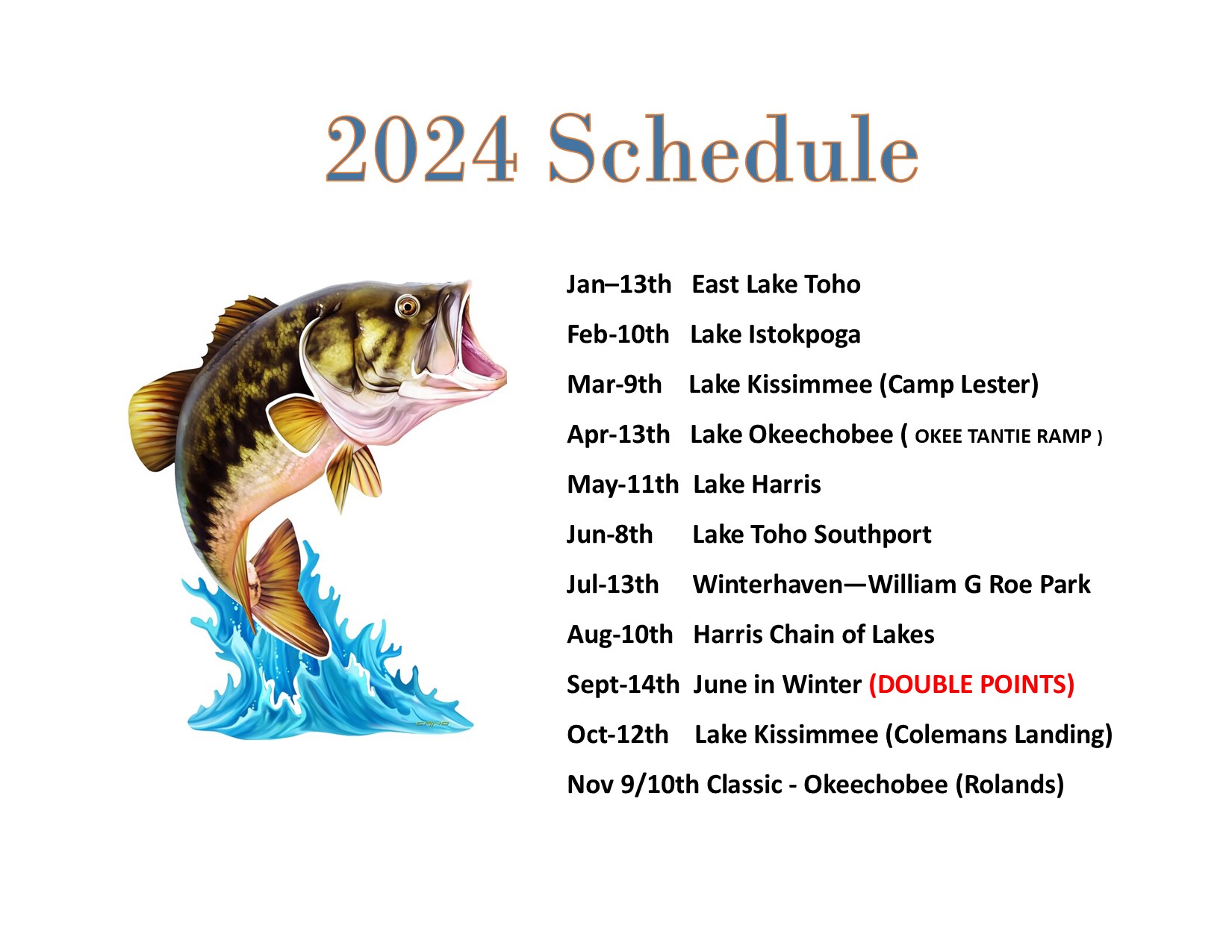2024 Bay Area Bassmasters Tournament Schedule