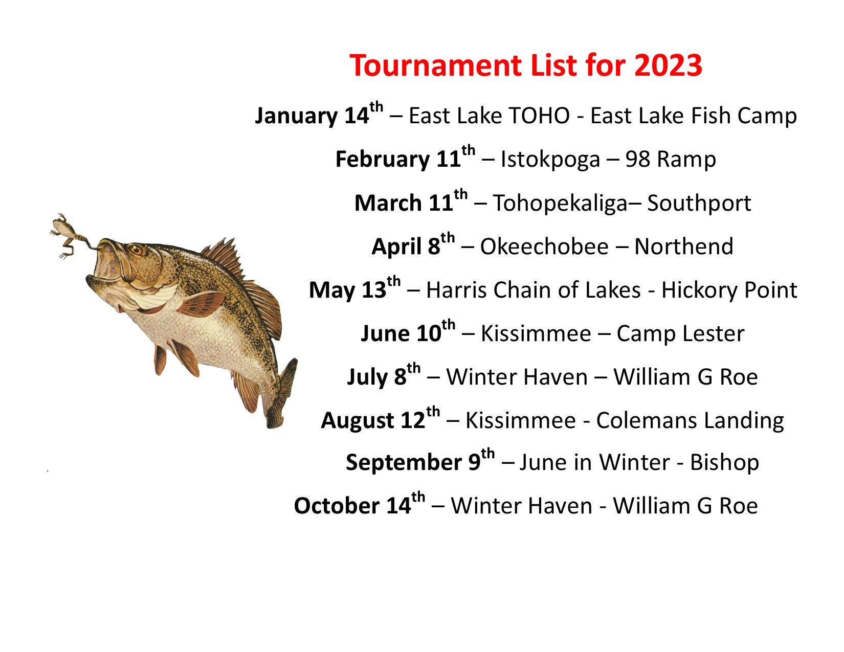 2023 Bay Area Bassmasters Tournament Schedule