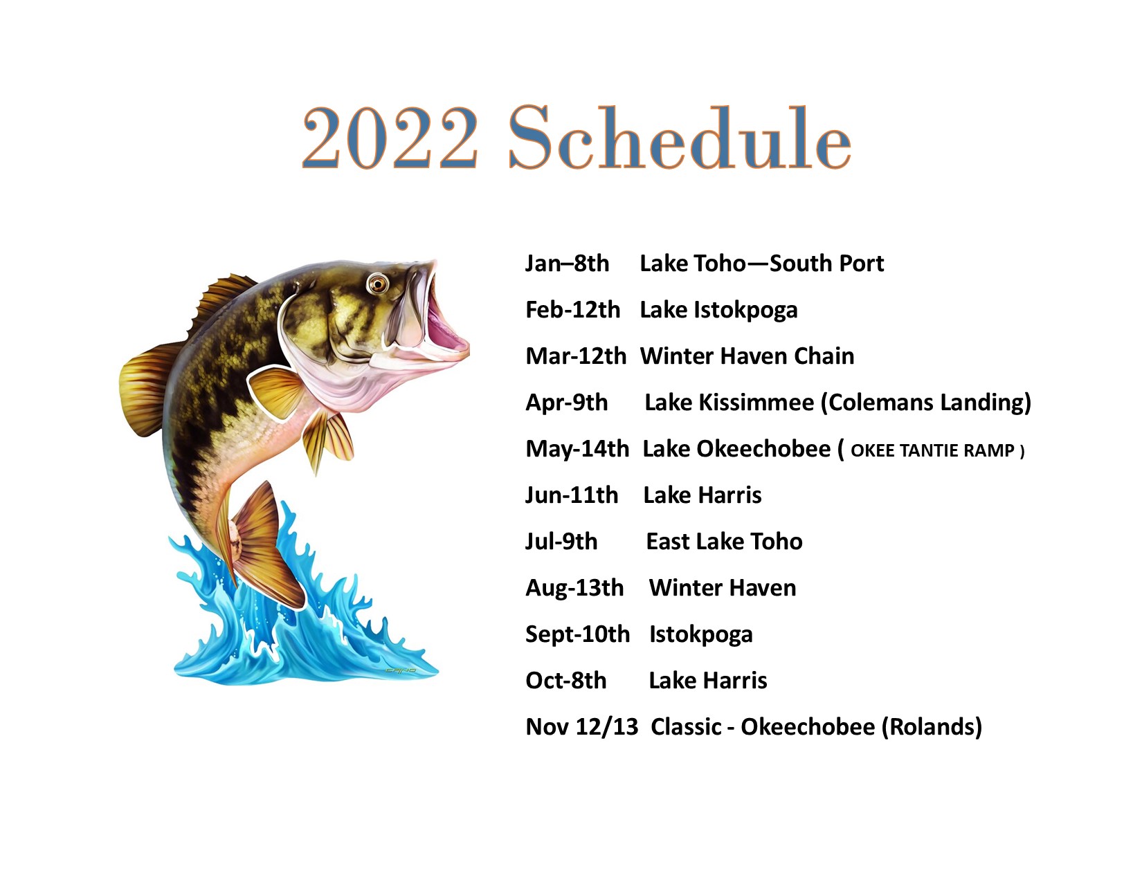 2022 Bay Area Bassmasters Tournament Schedule